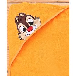 Babyhug Disney 100% Cotton Woven Hooded Towel With Chip N Dale Design L 71 x B 71 cm - Yellow