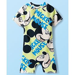 Babyhug Disney Half Raglan Sleeves Legged Swimsuit With Mickey Mouse Graphics - Multicolor