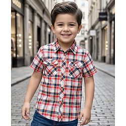 Babyhug Cotton Woven Half Sleeves Checks Shirt - Multicolor