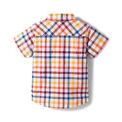 Babyhug Cotton Woven Half Sleeves Checks Shirt with Text Printed T-Shirt - Multicolor