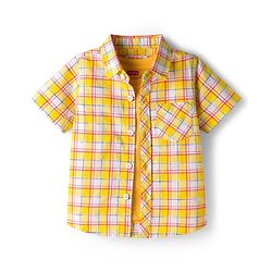 Babyhug Cotton Woven Half Sleeves Checks Shirt with T-Shirt - Multicolor