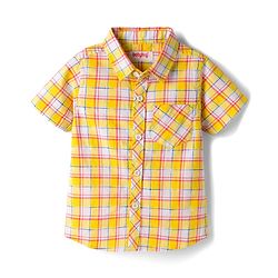 Babyhug Cotton Woven Half Sleeves Checks Shirt with T-Shirt - Multicolor