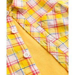 Babyhug Cotton Woven Half Sleeves Checks Shirt with T-Shirt - Multicolor