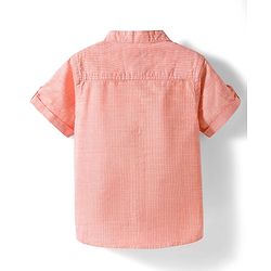 Babyhug Cotton Woven Half Sleeve Mandarin Collar Shirt - Light Orange