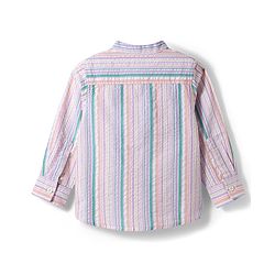 Babyhug Cotton Woven Full Sleeves Mandarin Collar Striped Kurta Shirt - Multicolor
