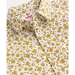 Babyhug Cotton Woven Full Sleeves Floral Printed Shirt -White & Yellow