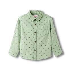 Babyhug Cotton Woven Full Sleeves Printed Shirt - Light Green