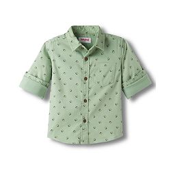 Babyhug Cotton Woven Full Sleeves Printed Shirt - Light Green