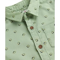 Babyhug Cotton Woven Full Sleeves Printed Shirt - Light Green