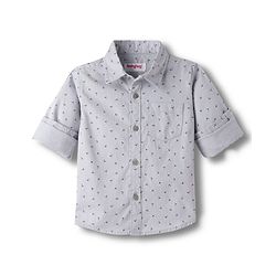 Babyhug Cotton Woven Full Sleeves Printed Shirt - Grey