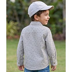 Babyhug Cotton Woven Full Sleeves Printed Shirt - Grey