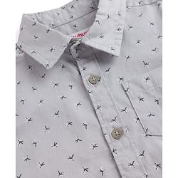 Babyhug Cotton Woven Full Sleeves Printed Shirt - Grey