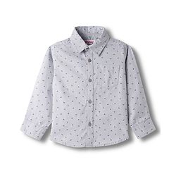 Babyhug Cotton Woven Full Sleeves Printed Shirt - Grey