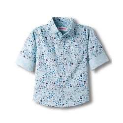 Babyhug Cotton Woven Full Sleeves Floral Printed Shirt - Light Blue