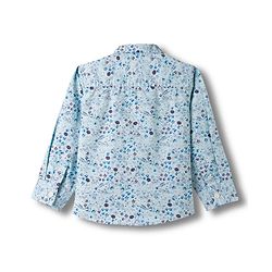 Babyhug Cotton Woven Full Sleeves Floral Printed Shirt - Light Blue