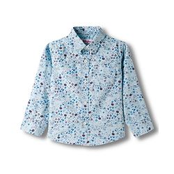 Babyhug Cotton Woven Full Sleeves Floral Printed Shirt - Light Blue