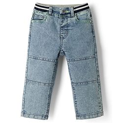 Babyhug Full Length Cut & Dew Washed Denim Jeans with Stretch - Blue