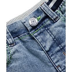 Babyhug Full Length Cut & Dew Washed Denim Jeans with Stretch - Blue