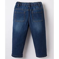 Babyhug Full Length Washed with Stretch Denim Jeans - Navy Blue