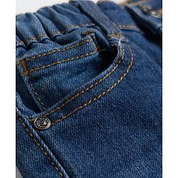 Babyhug Full Length Washed with Stretch Denim Jeans - Navy Blue