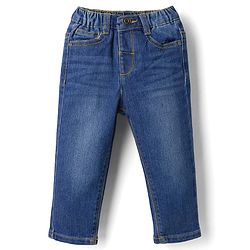 Babyhug Full Length Washed with Stretch Denim Jeans - Navy Blue