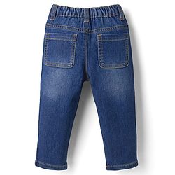 Babyhug Full Length Washed with Stretch Denim Jeans - Navy Blue