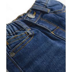 Babyhug Full Length Washed with Stretch Denim Jeans - Navy Blue