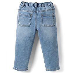 Babyhug Full Length Washed with Stretch Denim Jeans - Navy Blue