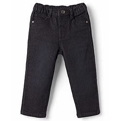 Babyhug Full Length Washed with Stretch Denim Jeans - Navy Blue