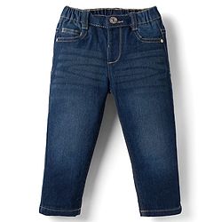 Babyhug Full Length Washed  Denim Jeans with Stretch - Navy Blue