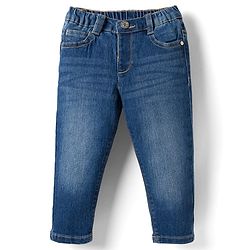 Babyhug Full Length Washed  Denim Jeans with Stretch - Navy Blue