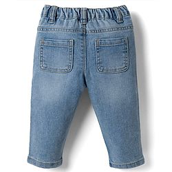 Babyhug Full Length Washed  Denim Jeans with Stretch - Navy Blue