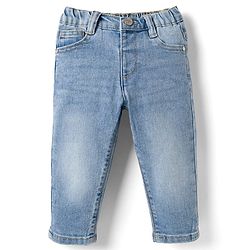 Babyhug Full Length Washed  Denim Jeans with Stretch - Navy Blue