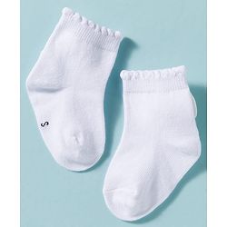 Cute Walk by Babyhug Non Terry Knit Ankle Length Solid Party Socks With Bow Applique Pack of 3 - Multicolor