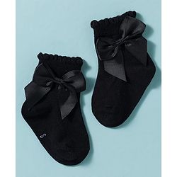 Cute Walk by Babyhug Non Terry Knit Ankle Length Solid Party Socks With Bow Applique Pack of 3 - Multicolor