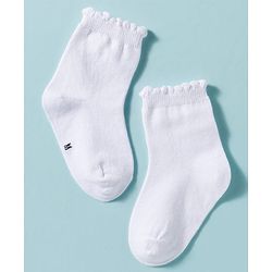 Cute Walk by Babyhug Non Terry Knit Ankle Length Solid Party Socks With Bow Applique Pack of 3 - Multicolor
