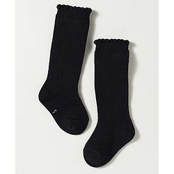 Cute Walk by Babyhug Non Terry Knit Calf Length Solid Party Socks with Bow Applique & Cable Knit Design - Pink