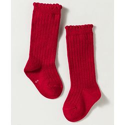 Cute Walk by Babyhug Non Terry Knit Calf Length Solid Party Socks with Bow Applique & Cable Knit Design - Pink