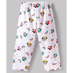 Babyhug Disney Cotton Woven Full Sleeves Minnie Mouse Printed Shirt & Pyjama Co-Ord Night Suit - White