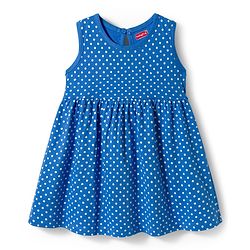 Babyhug Single Jersey Knit Sleeveless Frock With Polka Dot Print - Blue