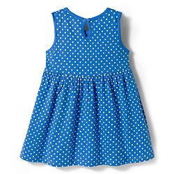 Babyhug Single Jersey Knit Sleeveless Frock With Polka Dot Print - Blue