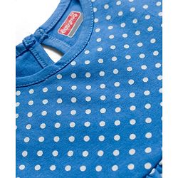 Babyhug Single Jersey Knit Sleeveless Frock With Polka Dot Print - Blue