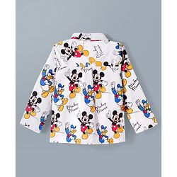 Babyhug Disney Cotton Woven Full Sleeves Co-ords Shirt & Pajama Night Suit with Mickey Mouse Print - Multicolor