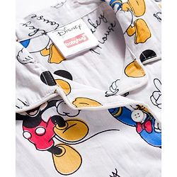 Babyhug Disney Cotton Woven Full Sleeves Co-ords Shirt & Pajama Night Suit with Mickey Mouse Print - Multicolor