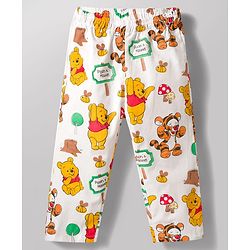 Babyhug Disney 100% Cotton Woven Full Sleeves Front Open Co-Ords Shirt & Pyjama Night Suit With Winnie the Pooh Print - Multicolour