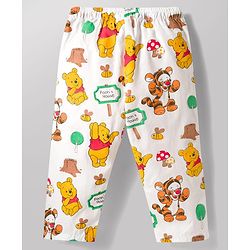 Babyhug Disney 100% Cotton Woven Full Sleeves Front Open Co-Ords Shirt & Pyjama Night Suit With Winnie the Pooh Print - Multicolour