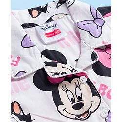 Babyhug Disney Cotton Woven Full Sleeves Co-ords Shirt & Pajama Night Suit with Minnie Mouse Print - Multicolor