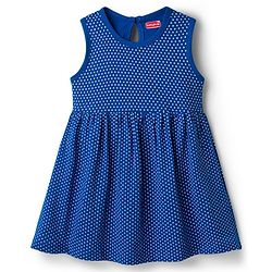 Babyhug Single Jersey Knit Sleeveless Frock with Polka Dots Print - Blue
