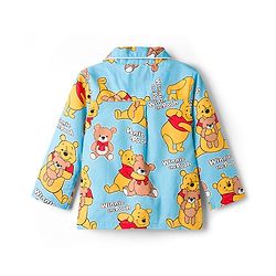 Babyhug Disney Cotton Woven Full Sleeves Shirt & Pyjama Co-ord Night Suit With Winnie The Pooh Print - Light Blue