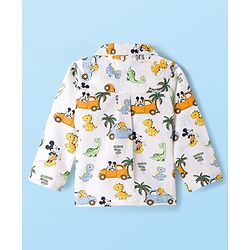 Babyhug Disney Cotton Woven Full Sleeves Co-ords Night Suit With Dino Print - White